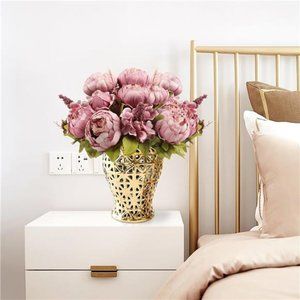 2Pcs Artificial Peonies Fake Flowers for Decoration, Faux Peony Silk Flowers